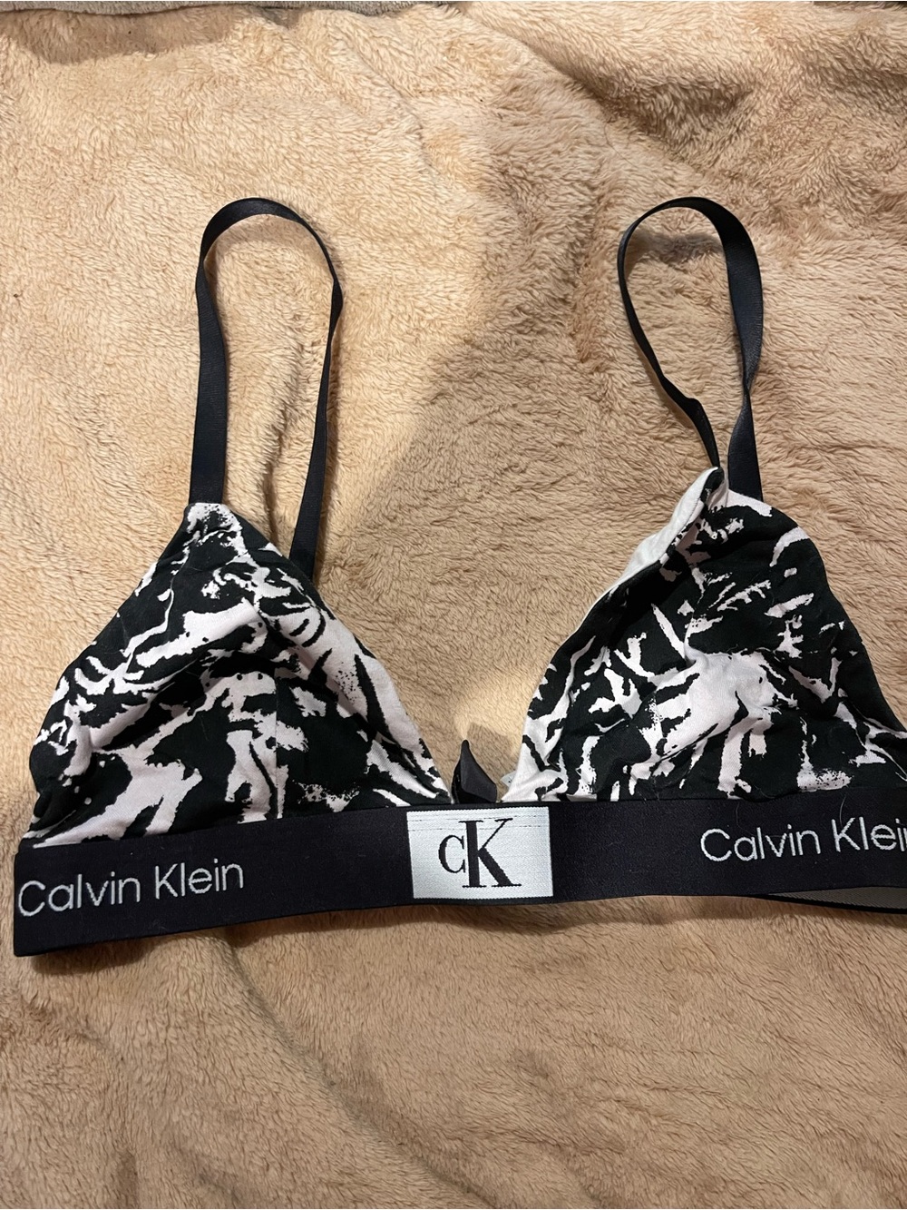 Calvin Klein Black & White Logo Triangle Bralette Alternative
